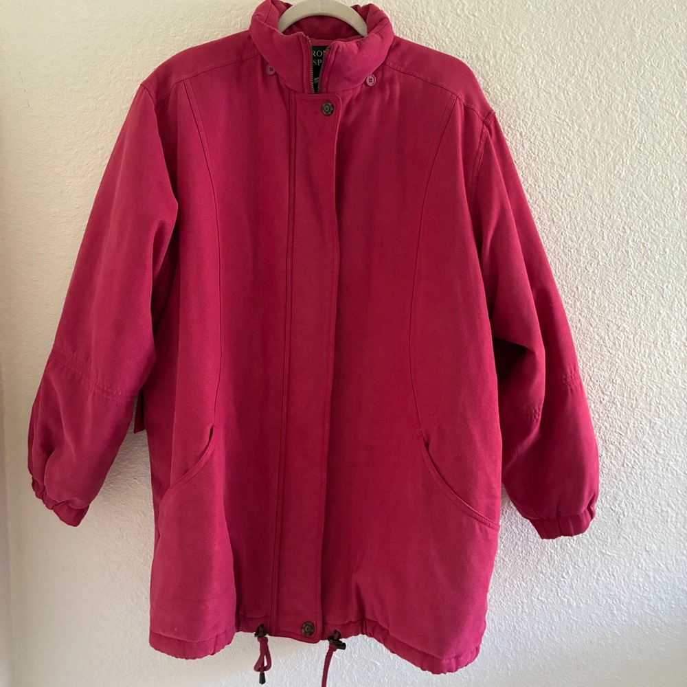 Bromley Sport Parka Fox Fur Trim Women Size L Muted Red Insulated Skiing